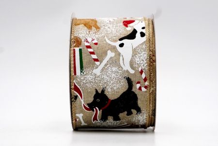 Cinta alámbrica con diseño de animales para Navidad marrón claro_KF7647GC-13-183