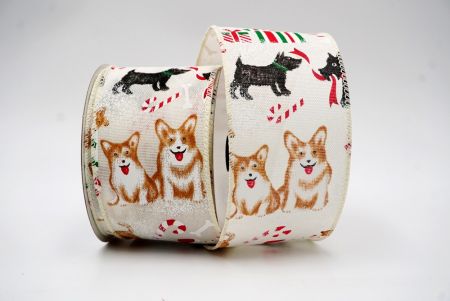 Cinta alámbrica con diseño de animales para Navidad crema_KF7647GC-2-2