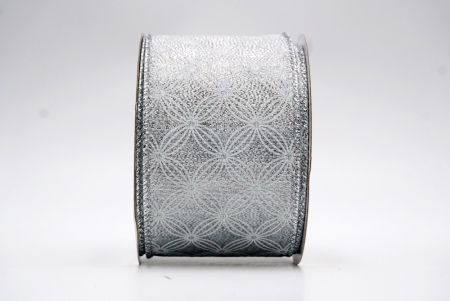 Nastro con design a fiori diagonali incrociati in argento con glitter_KF7650G-1
