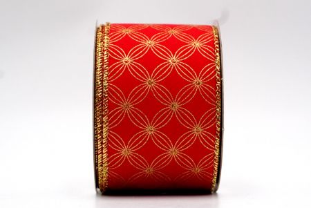 Красная и металлическая перекрещивающаяся диагональная ленточка с блестками и цветочным узором_KF7651G-7