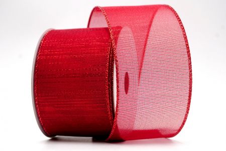 Dark Red Metallic Sheer Ribbon_KF7656GR-7