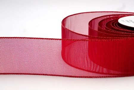 Dark Red Metallic Sheer Ribbon_KF7656GR-7