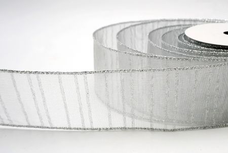 Серебристая полосатая металлическая прозрачная лента_KF7657G-1