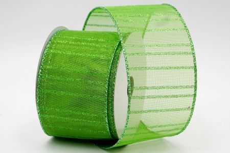 Green Stripe Metallic Sheer Ribbon_KF7657GI-15