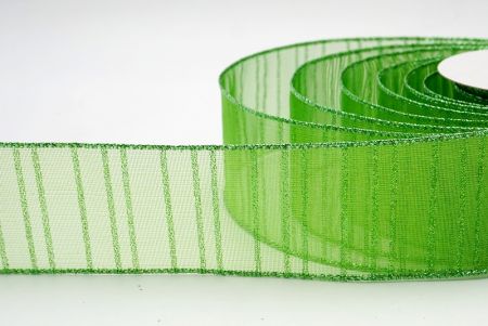 Зеленая полосатая металлическая прозрачная лента_KF7657GI-15