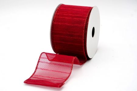 Dark Red Stripe Metallic Sheer Ribbon_KF7657GR-7