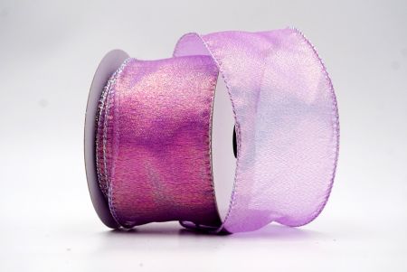 Ruban en tulle uni violet réfléchissant, couleur unie, avec fil métallique_KF7658GN-11