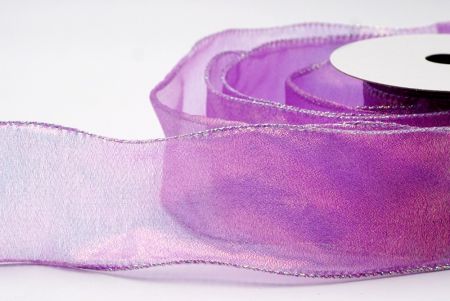 Фиолетовая прозрачная проволочная лента с отражающими цветами_KF7658GN-11