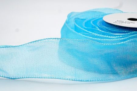 Sky BlueReflective Plain Colors Sheer Wired Ribbon_KF7658GN-12