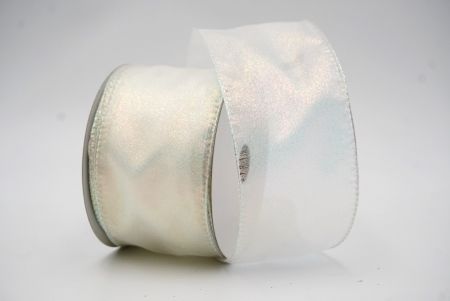 WhiteReflective Plain Colors Sheer Wired Ribbon_KF7658GN-1