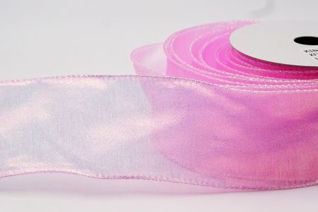 Розовая прозрачная проволочная лента с отражающими цветами_KF7658GN-5