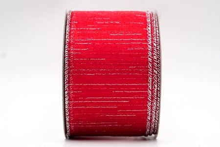 Red and Silver Stripe Metallic Sheer Ribbon_KF7660G-7