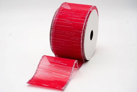 Red and Silver Stripe Metallic Sheer Ribbon_KF7660G-7