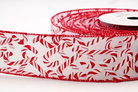 White and RedChristmas Candy Canes Design Ribbon_KF7662C-1-1