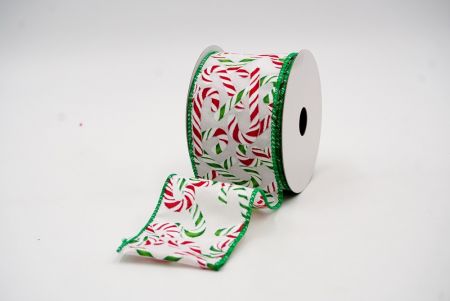 Біла та зелена, червона стрічка з дизайном Різдвяних цукерок_KF7663GC-1-49