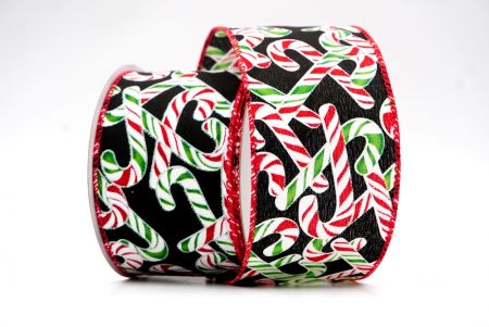 Black and Green,RedChristmas Candy Canes Design Ribbon_KF7663GC-53-7