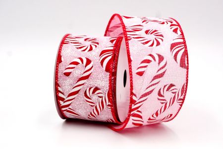 Pink and RedChristmas Candy Canes Design Ribbon_KF7665GC-5-7