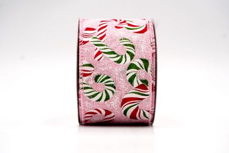 Rosa und grün, rotes Weihnachts-Zuckerstangen-Designband_KF7666GC-5-5