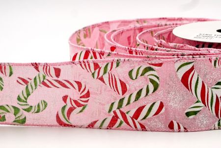 Pink and Green, RedChristmas Candy Canes Design Ribbon_KF7666GC-5-5