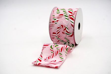 Rosa und grün, rotes Weihnachts-Zuckerstangen-Designband_KF7666GC-5-5