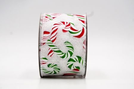 Белый с снегом и зеленым, красные рождественские конфетные тросточки, дизайн ленты_KF7667GC-1-1