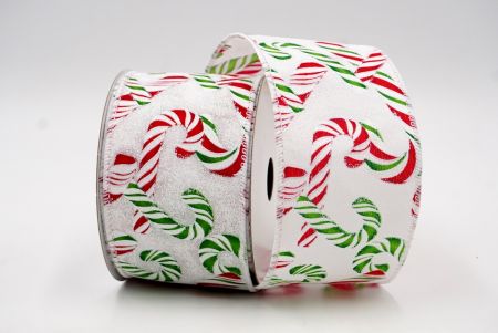 bianco neve e verde, rosso Christmas Candy Canes Design Ribbon_KF7667GC-1-1