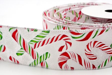 Branco Neve e Verde, VermelhoNatal Candy Canes Design Ribbon_KF7667GC-1-1