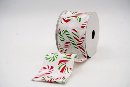 bianco neve e verde, rosso Christmas Candy Canes Design Ribbon_KF7667GC-1-1
