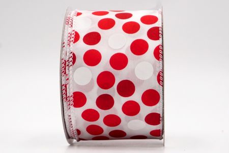 White - Red and White Festive Polka Dots Wired Ribbon_KF7672GC-7-1