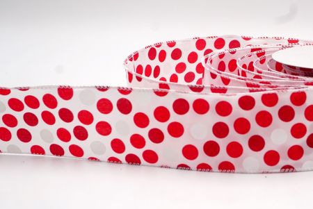 White - Red and White Festive Polka Dots Wired Ribbon_KF7672GC-7-1