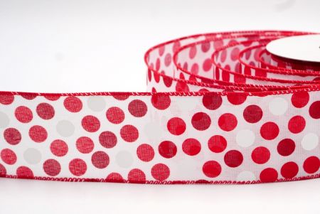 White Faux Burlap- Red and White Festive Polka Dots Wired Ribbon_KF7673GC-7-7