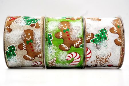 Gingerbread, Candy Cane et Pine Tree Wired Ribbon_KF7674.KF7675.KF7676