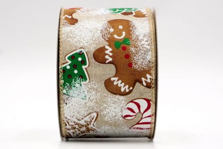 Cinereum Faux Burlap Gingerbread, Candy Cane et Pine Tree Wired Ribbon_KF7675GC-13-183