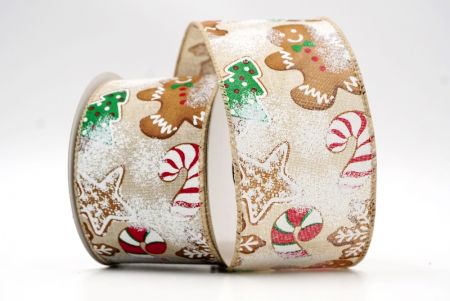 Cinereum Faux Burlap Gingerbread, Candy Cane et Pine Tree Wired Ribbon_KF7675GC-13-183