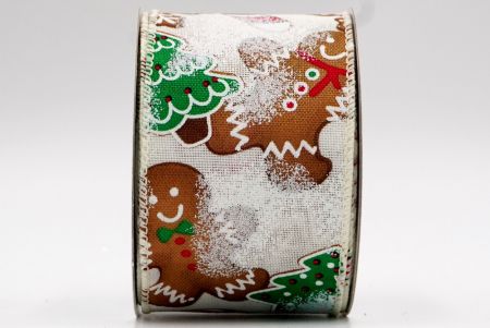 Cream Faux Burlap Gingerbread, Candy Cane and Pine Tree Wired Ribbon_KF7675GC-2-2
