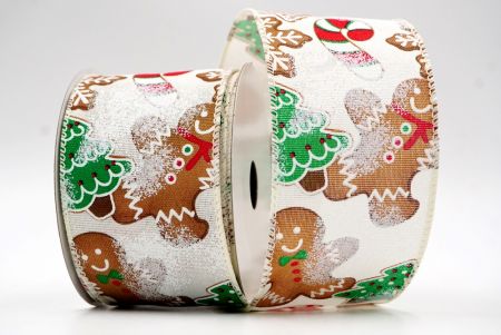 Cream Faux Burlap Gingerbread, Candy Cane and Pine Tree Wired Ribbon_KF7675GC-2-2