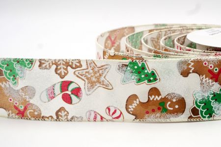Crepito Faux Burlap Gingerbread, Candy Cane et Pinus Wired Ribbon_KF7675GC-2-2