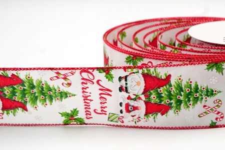 Ruban câblé satin à armure unie blanc - Gnome du Père Noël et Joyeux Noël_KF7681GC-1-7