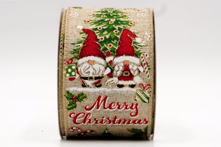 Κρεμ - Σάντα Gnome και Καλά Χριστούγεννα Ενσύρματη Κορδέλα_KF7682GC-13-183