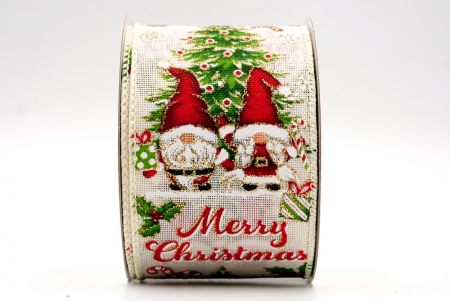 Cremefarbenes Band - Weihnachtswichtel und Frohe Weihnachten mit Drahtband_KF7682GC-2-2