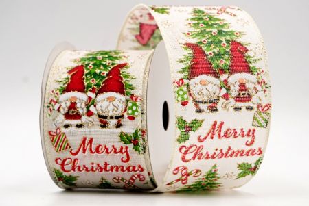 Cream - Santa Gnome and Merry Christmas Wired Ribbon_KF7682GC-2-2