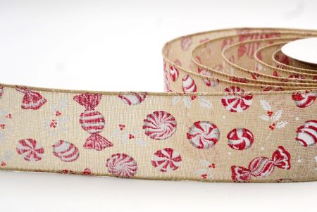 Natural - Candy Design Wired Ribbon_KF7684GC-13-183