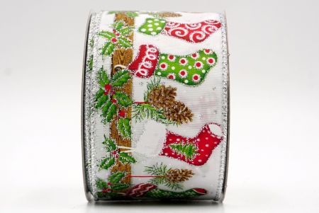 Λευκό- Κρεμαστό Κορδόνι Χριστουγεννιάτικου Κάλτσου με Σύρμα_KF7688G-1