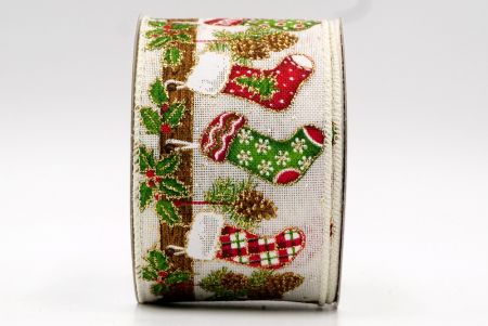 Кремова підвісна різдвяна панчоха Wired Ribbon_KF7689GC-2-2