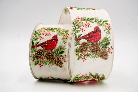 White Christmas Birds Design Ribbon_KF7690GC-2-2