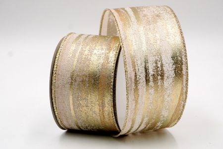 Stripe GoldSolid Metallic Design Wired Ribbon_KF7691GV-13