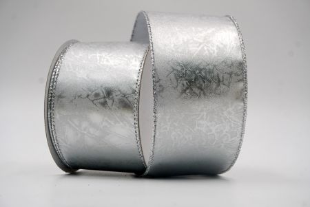 Wstążka z przewodami w zgniecionym srebrnym solidnym metalicznym wzorem_KF7699G-1