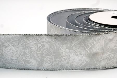 Crumpled SilverSolid Metallic Design Wired Ribbon_KF7699G-1