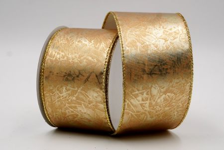 Crumpled Brownish GoldSolid Metallic Design Wired Ribbon_KF7699G-5