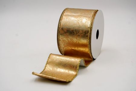 Wstążka z przewodami w zgniecionym brązowo-złotym solidnym metalicznym wzorem_KF7699G-5